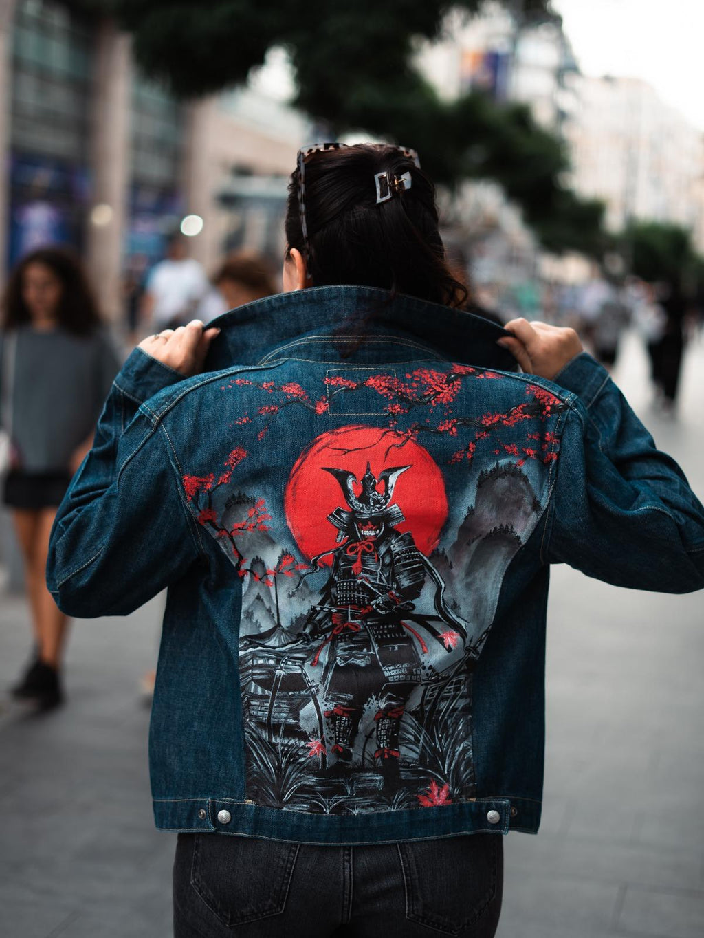 Blood Moon Samurai Jacket - unique hand-painted piece