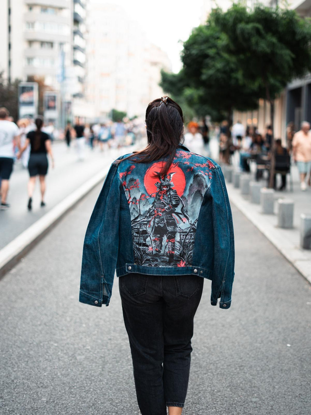Blood Moon Samurai Jacket - unique hand-painted piece